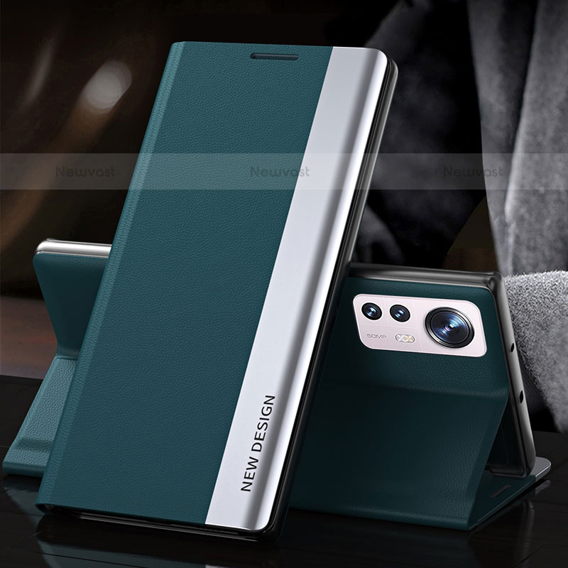 Leather Case Stands Flip Cover Holder for Xiaomi Mi 12S 5G Green