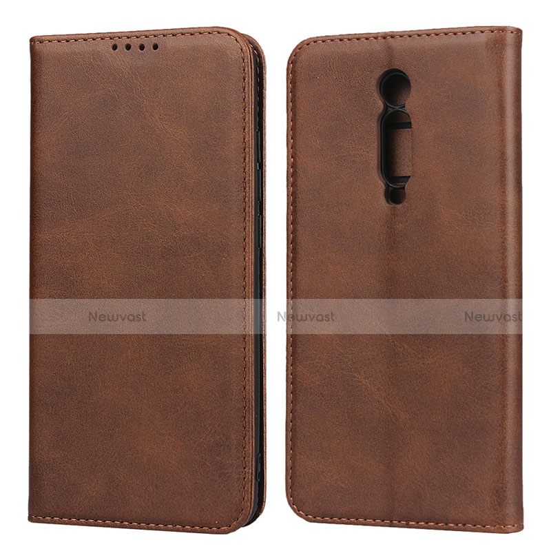 Leather Case Stands Flip Cover Holder for Xiaomi Mi 9T Brown