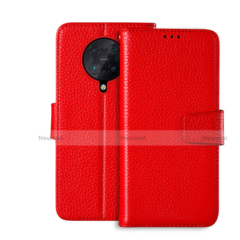 Leather Case Stands Flip Cover Holder for Xiaomi Poco F2 Pro Red