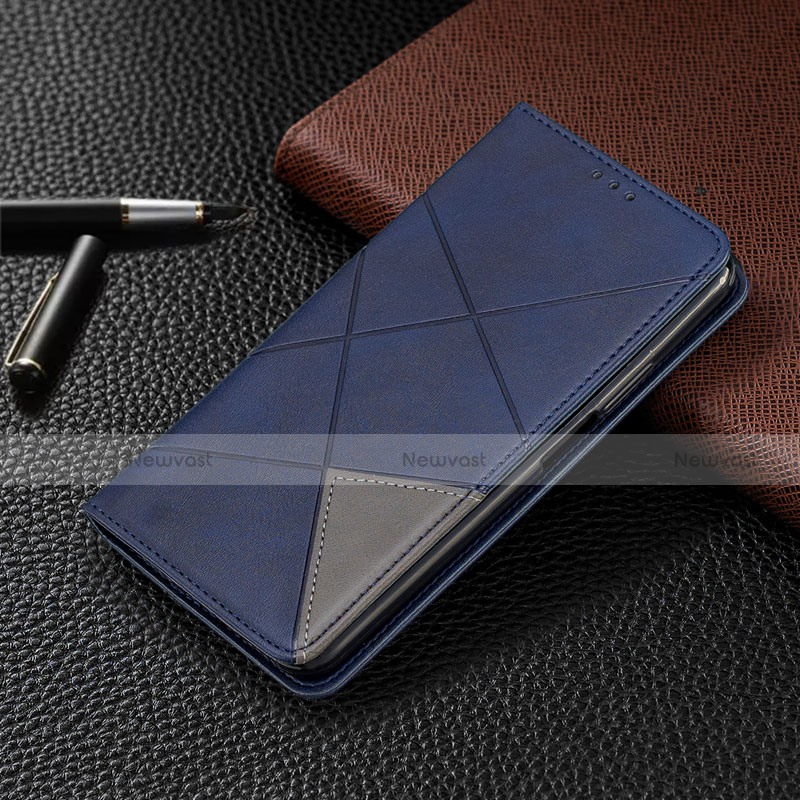 Leather Case Stands Flip Cover Holder for Xiaomi Redmi 10X 5G Blue