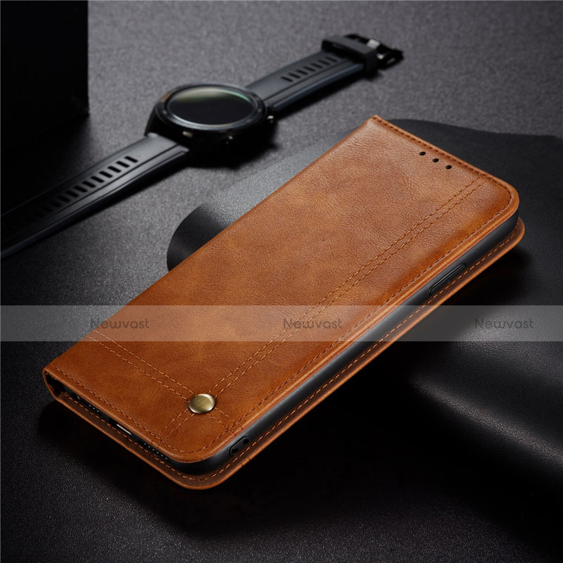 Leather Case Stands Flip Cover Holder for Xiaomi Redmi 9C Light Brown