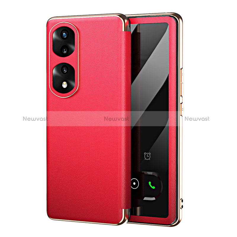 Leather Case Stands Flip Cover Holder GS1 for Huawei Honor 70 Pro 5G Red