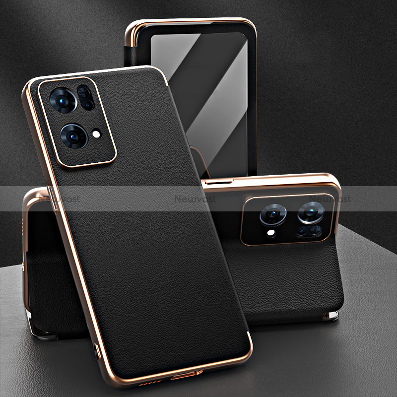 Leather Case Stands Flip Cover Holder GS1 for Oppo Reno7 Pro 5G Black