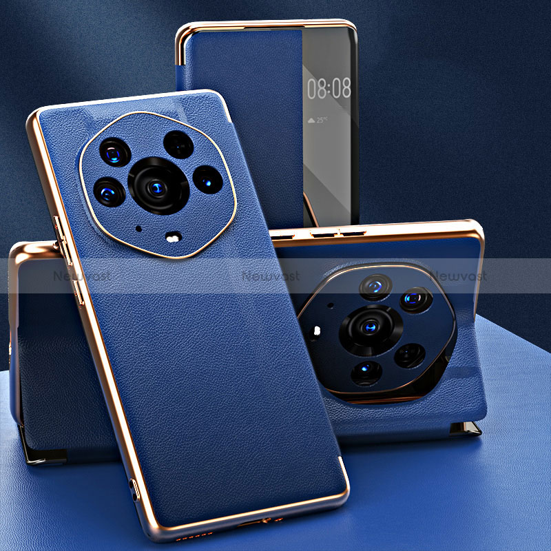 Leather Case Stands Flip Cover Holder GS2 for Huawei Honor Magic3 Pro+ Plus 5G Blue