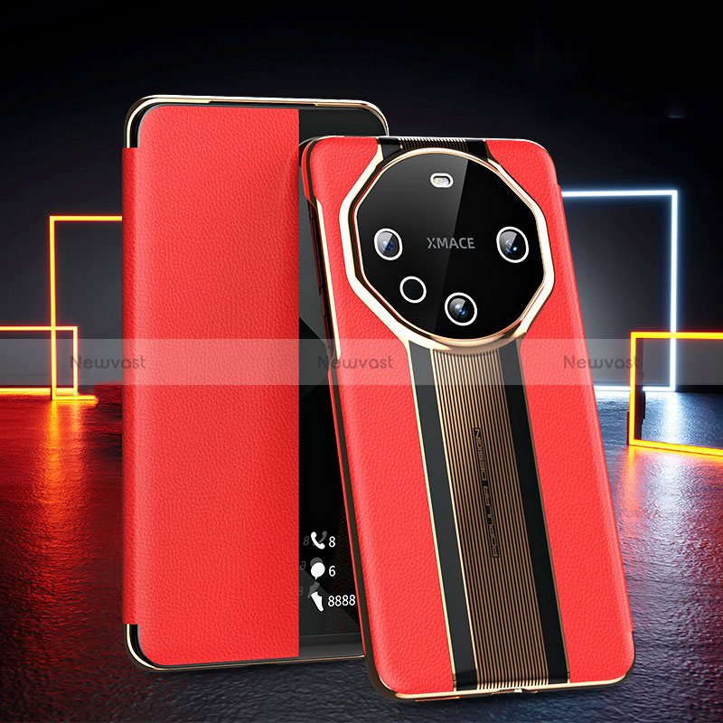 Leather Case Stands Flip Cover Holder GS4 for Huawei Mate 60 Pro Red