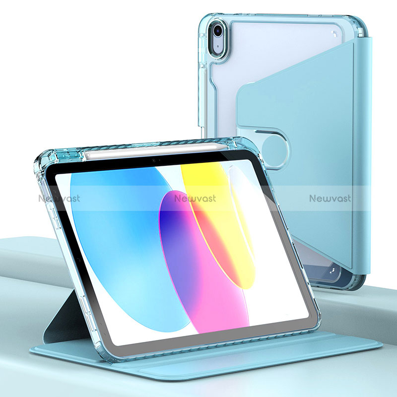 Leather Case Stands Flip Cover Holder H01 for Apple iPad 10.9 (2022) Mint Blue