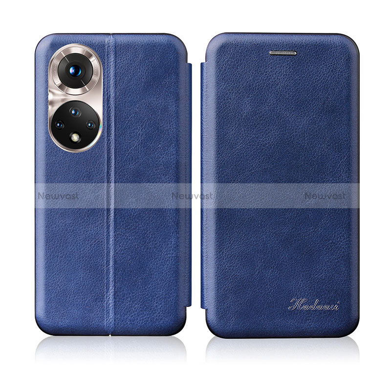 Leather Case Stands Flip Cover Holder H01D for Huawei Nova 9 Blue