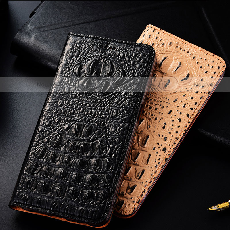 Leather Case Stands Flip Cover Holder H01P for Motorola Moto G Play (2023)