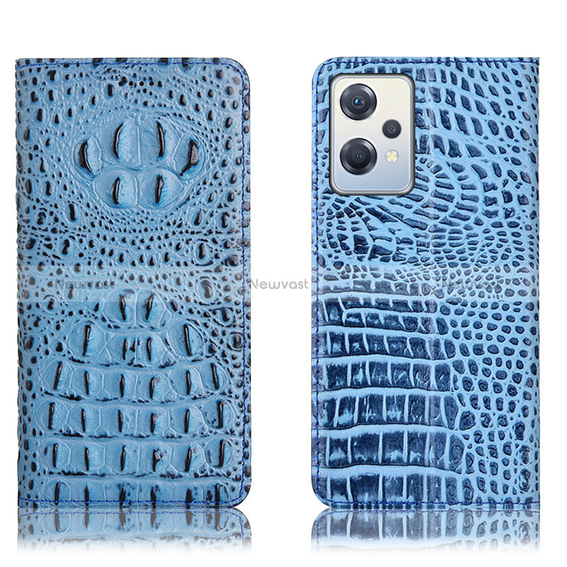 Leather Case Stands Flip Cover Holder H01P for OnePlus Nord CE 2 Lite 5G Sky Blue