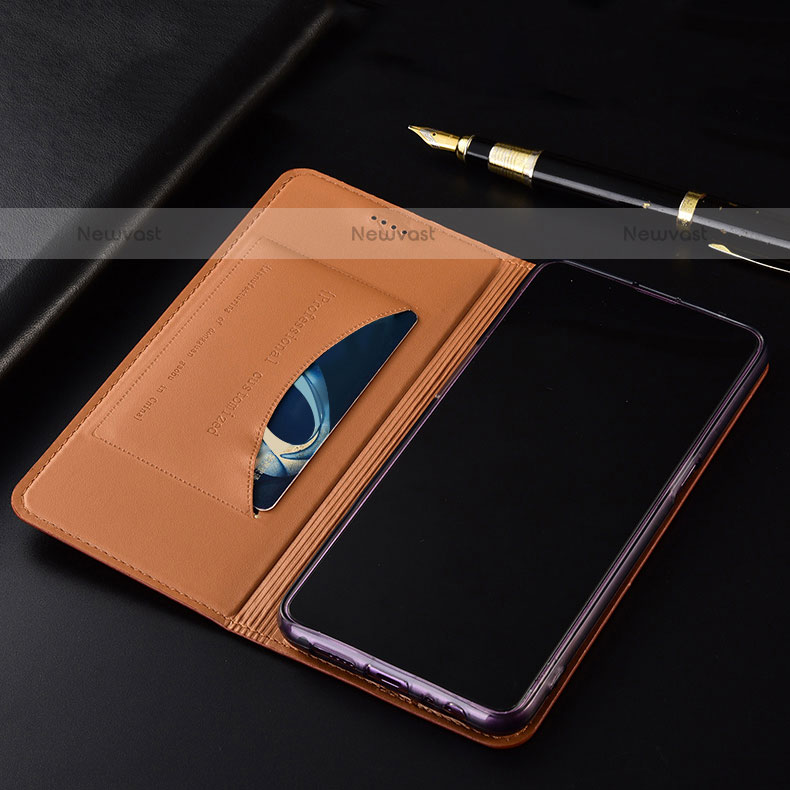 Leather Case Stands Flip Cover Holder H01P for Oppo A55S 5G