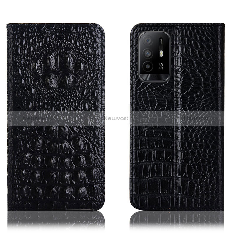 Leather Case Stands Flip Cover Holder H01P for Oppo Reno5 Z 5G