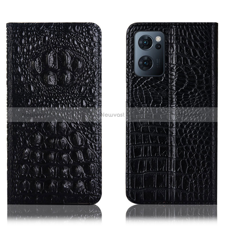 Leather Case Stands Flip Cover Holder H01P for Oppo Reno7 5G