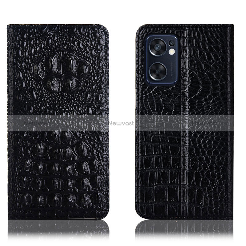 Leather Case Stands Flip Cover Holder H01P for Oppo Reno7 SE 5G