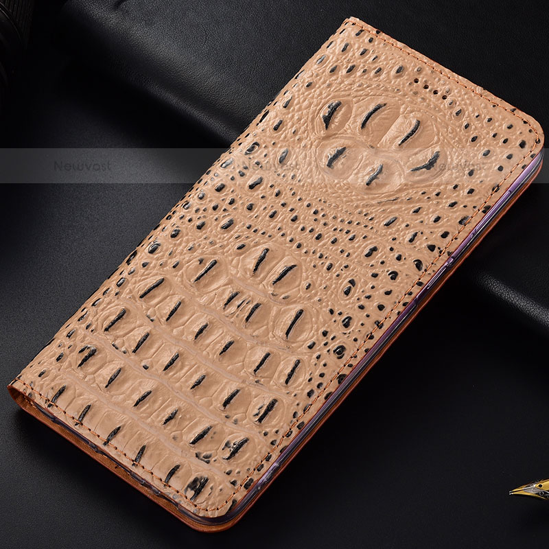 Leather Case Stands Flip Cover Holder H01P for Samsung Galaxy S23 Plus 5G Khaki