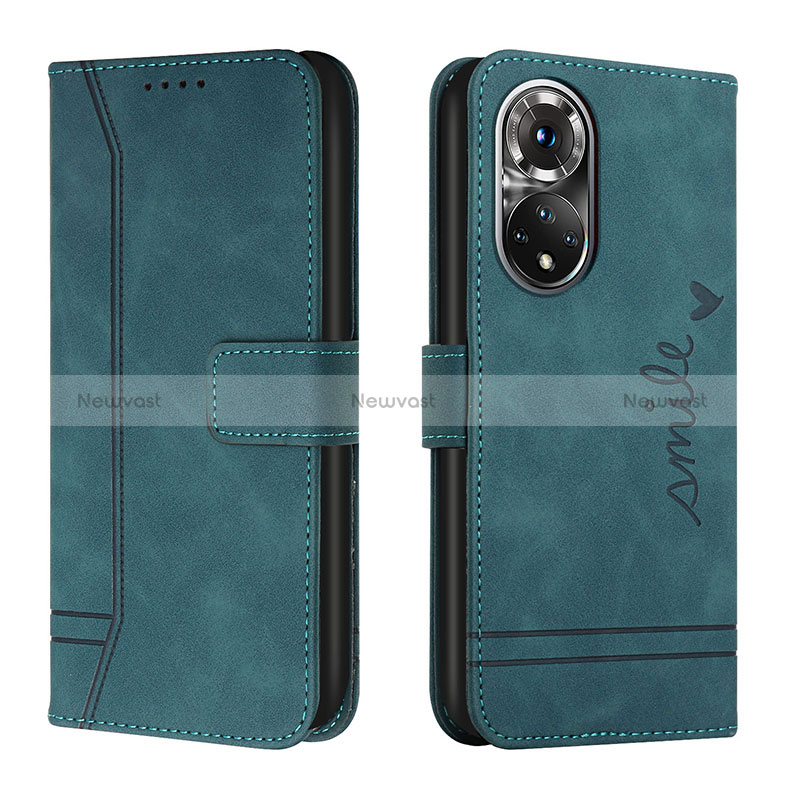 Leather Case Stands Flip Cover Holder H01X for Huawei Honor 50 Pro 5G Green