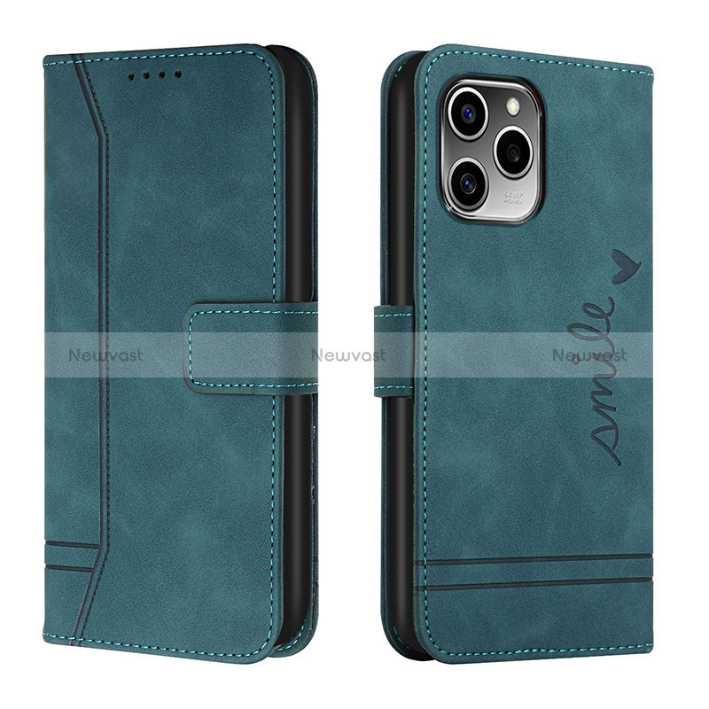 Leather Case Stands Flip Cover Holder H01X for Huawei Honor 60 SE 5G Green