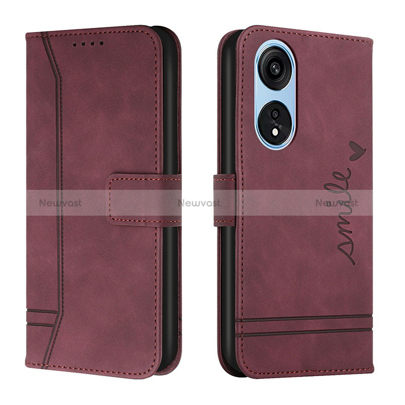 Leather Case Stands Flip Cover Holder H01X for Huawei Honor X5 Plus Red