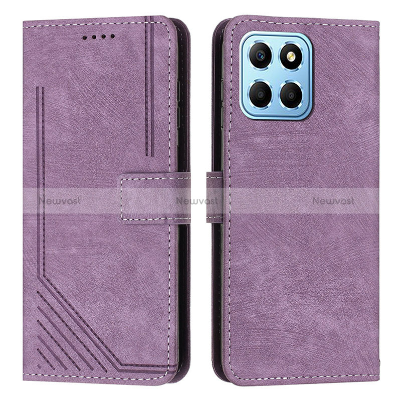 Leather Case Stands Flip Cover Holder H01X for Huawei Honor X6S Purple