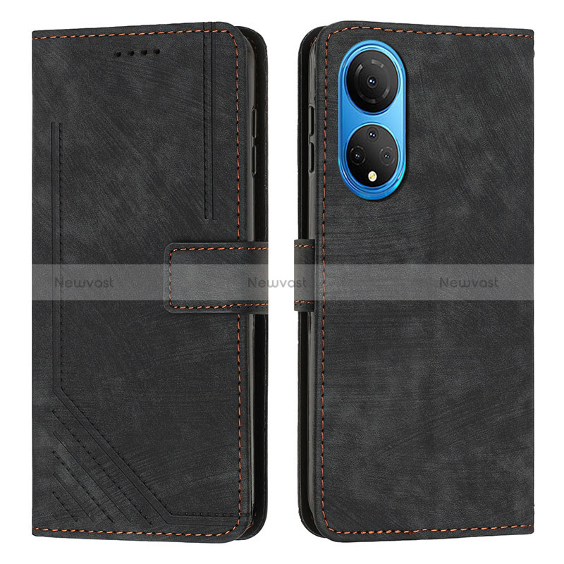 Leather Case Stands Flip Cover Holder H01X for Huawei Honor X7 Black