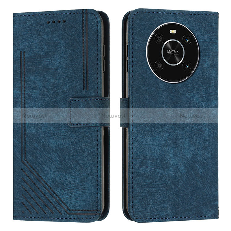 Leather Case Stands Flip Cover Holder H01X for Huawei Honor X9 4G Blue