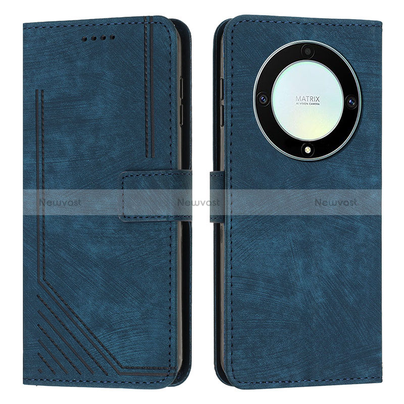 Leather Case Stands Flip Cover Holder H01X for Huawei Honor X9a 5G Blue