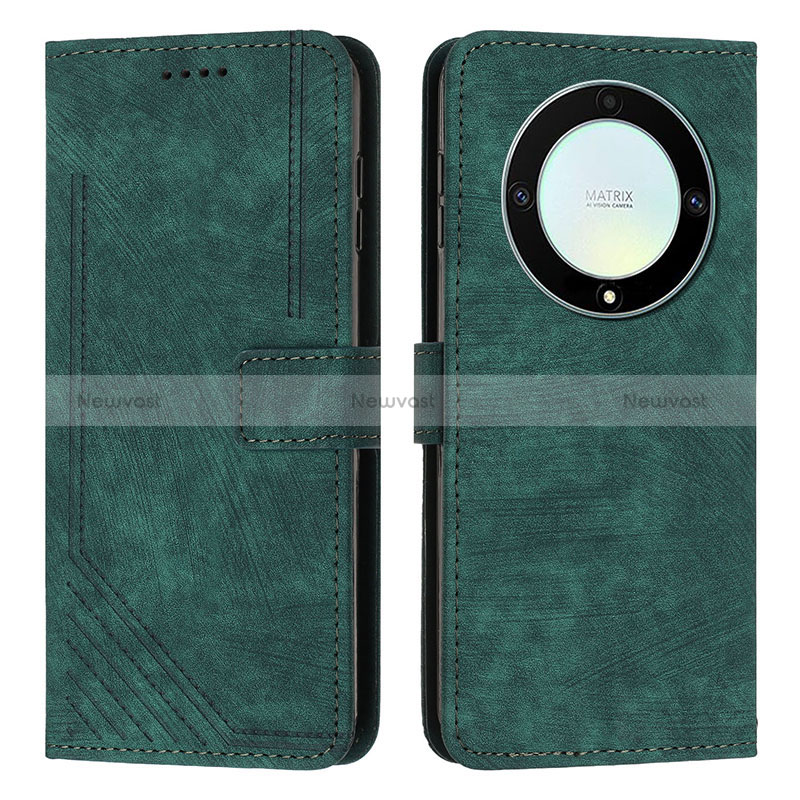 Leather Case Stands Flip Cover Holder H01X for Huawei Honor X9a 5G Green