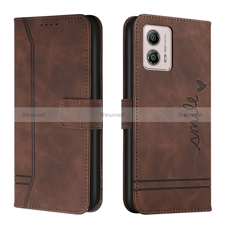 Leather Case Stands Flip Cover Holder H01X for Motorola Moto G53j 5G