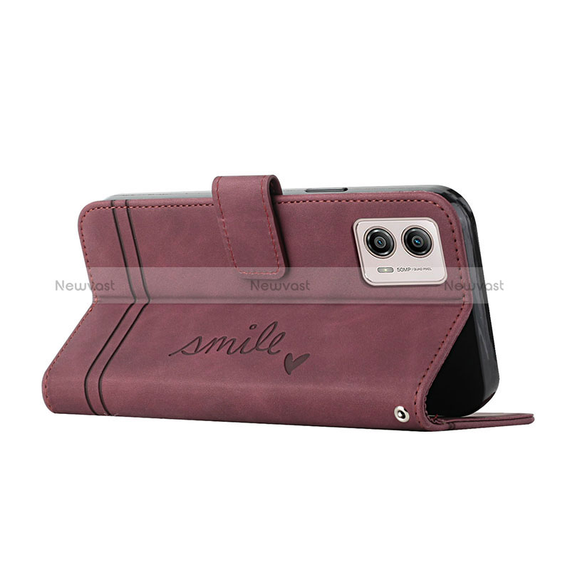 Leather Case Stands Flip Cover Holder H01X for Motorola Moto G53j 5G