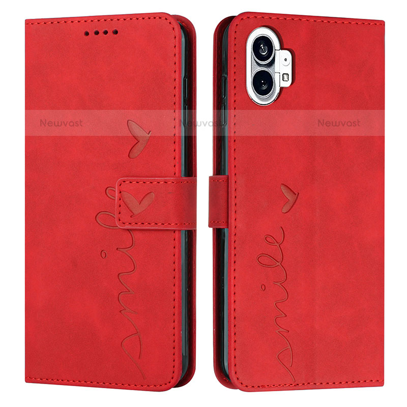 Leather Case Stands Flip Cover Holder H01X for Nothing Phone 1 Red