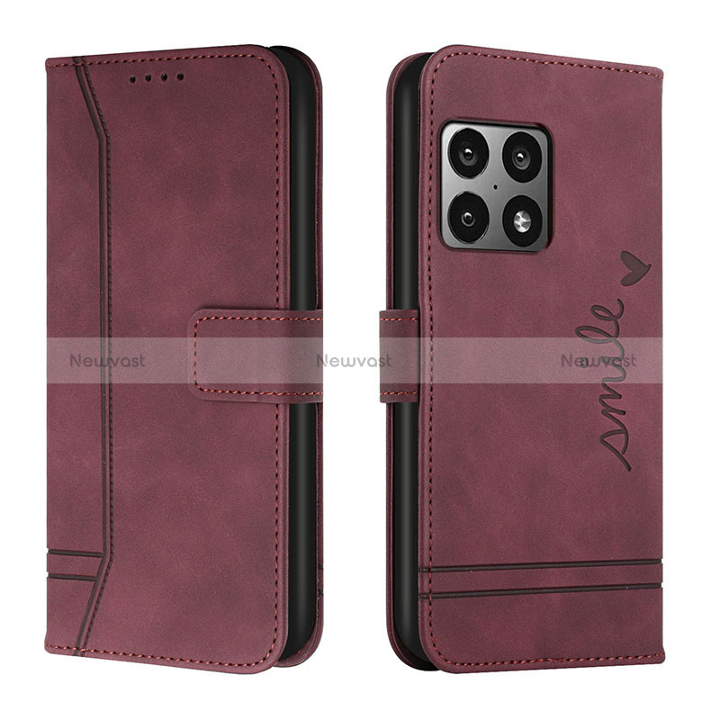 Leather Case Stands Flip Cover Holder H01X for OnePlus 10 Pro 5G Red