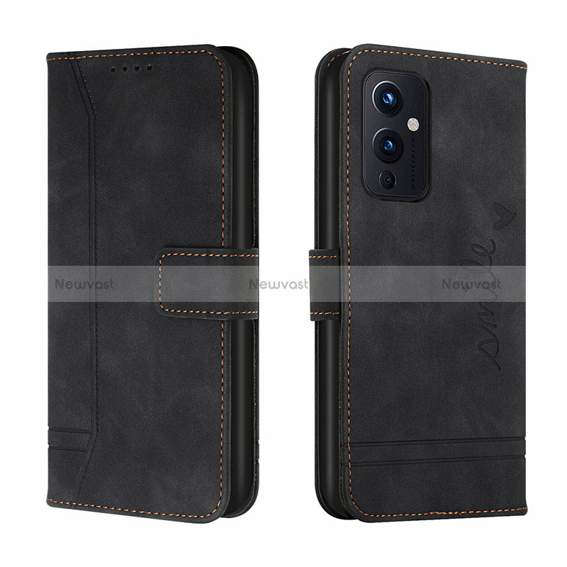 Leather Case Stands Flip Cover Holder H01X for OnePlus 9 5G Black