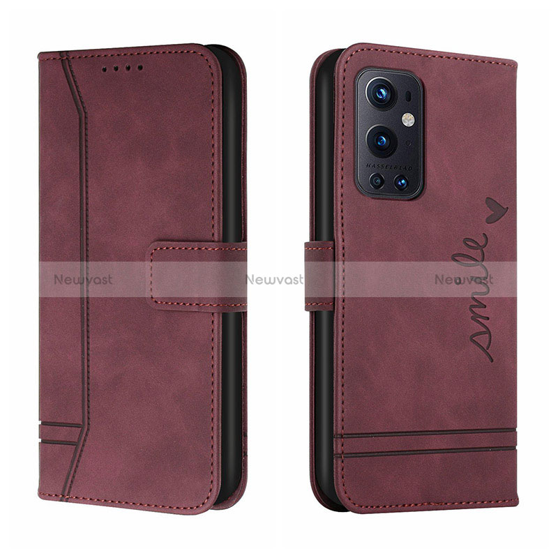 Leather Case Stands Flip Cover Holder H01X for OnePlus 9 Pro 5G Red