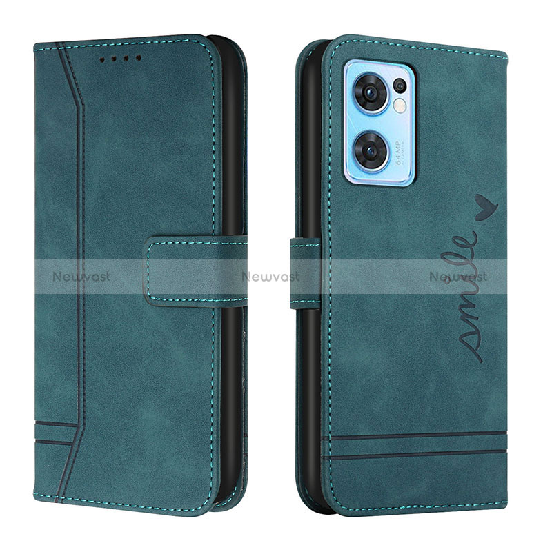 Leather Case Stands Flip Cover Holder H01X for OnePlus Nord CE 2 5G Green