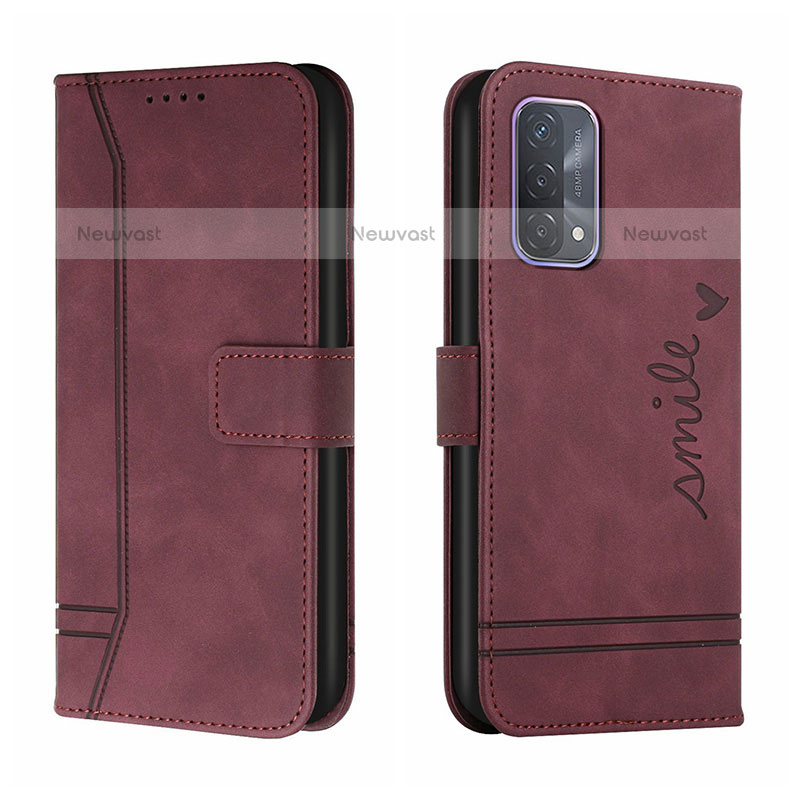 Leather Case Stands Flip Cover Holder H01X for Oppo A74 4G