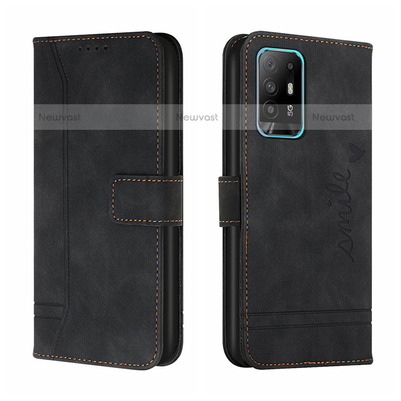 Leather Case Stands Flip Cover Holder H01X for Oppo A94 5G Black