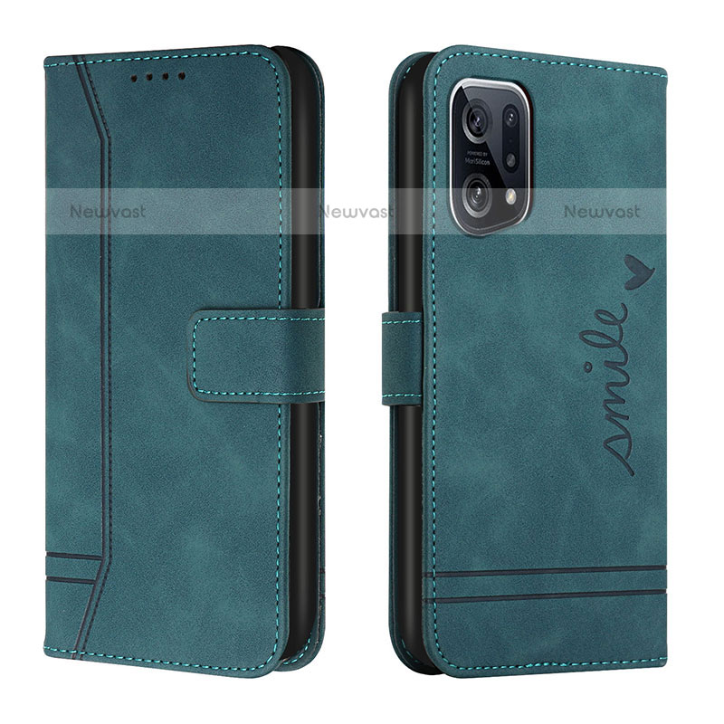 Leather Case Stands Flip Cover Holder H01X for Oppo Find X5 Pro 5G Green