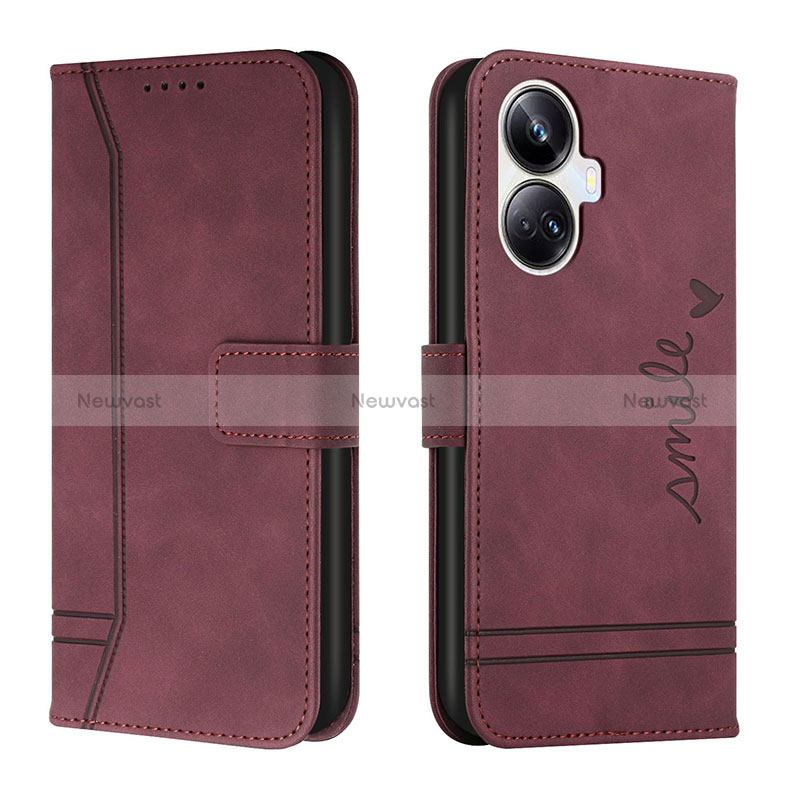 Leather Case Stands Flip Cover Holder H01X for Realme 10 Pro+ Plus 5G