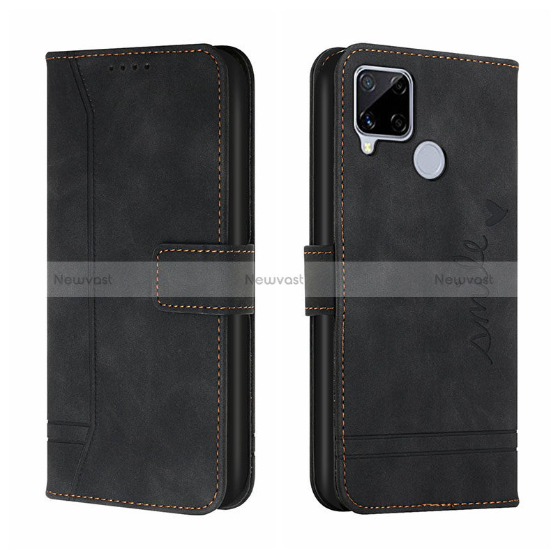 Leather Case Stands Flip Cover Holder H01X for Realme 7i RMX2193 Black