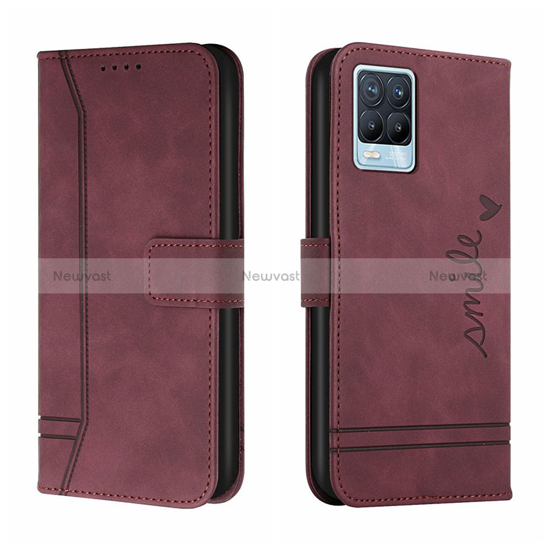 Leather Case Stands Flip Cover Holder H01X for Realme 8 4G Red