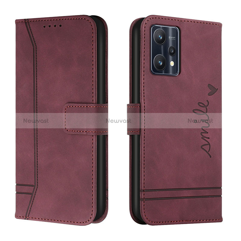 Leather Case Stands Flip Cover Holder H01X for Realme 9 Pro+ Plus 5G Red