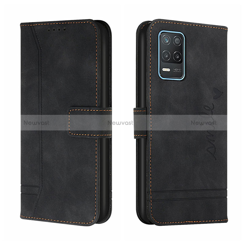 Leather Case Stands Flip Cover Holder H01X for Realme Narzo 30 5G Black