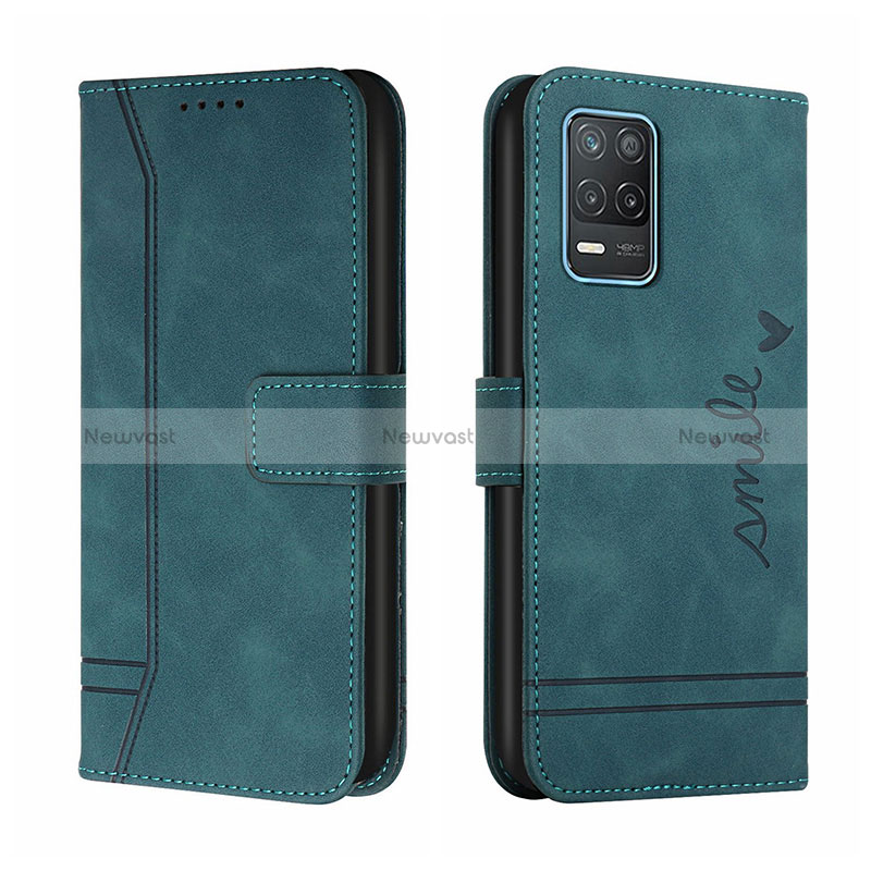 Leather Case Stands Flip Cover Holder H01X for Realme Narzo 30 5G Green