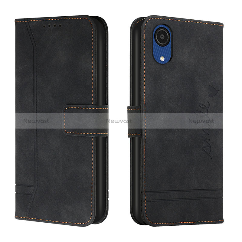 Leather Case Stands Flip Cover Holder H01X for Samsung Galaxy A03 Core Black