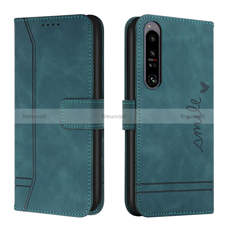 Leather Case Stands Flip Cover Holder H01X for Sony Xperia 1 IV SO-51C Green