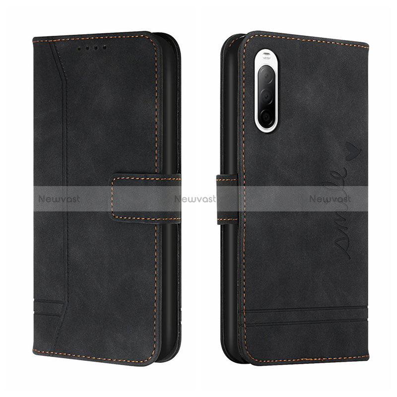 Leather Case Stands Flip Cover Holder H01X for Sony Xperia 10 III Lite Black