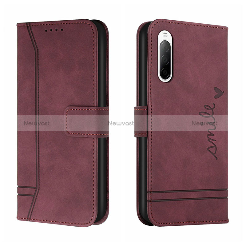 Leather Case Stands Flip Cover Holder H01X for Sony Xperia 10 III Lite Red