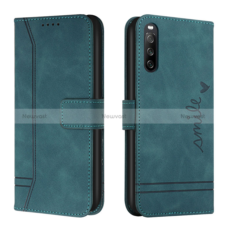 Leather Case Stands Flip Cover Holder H01X for Sony Xperia 10 IV SO-52C Green