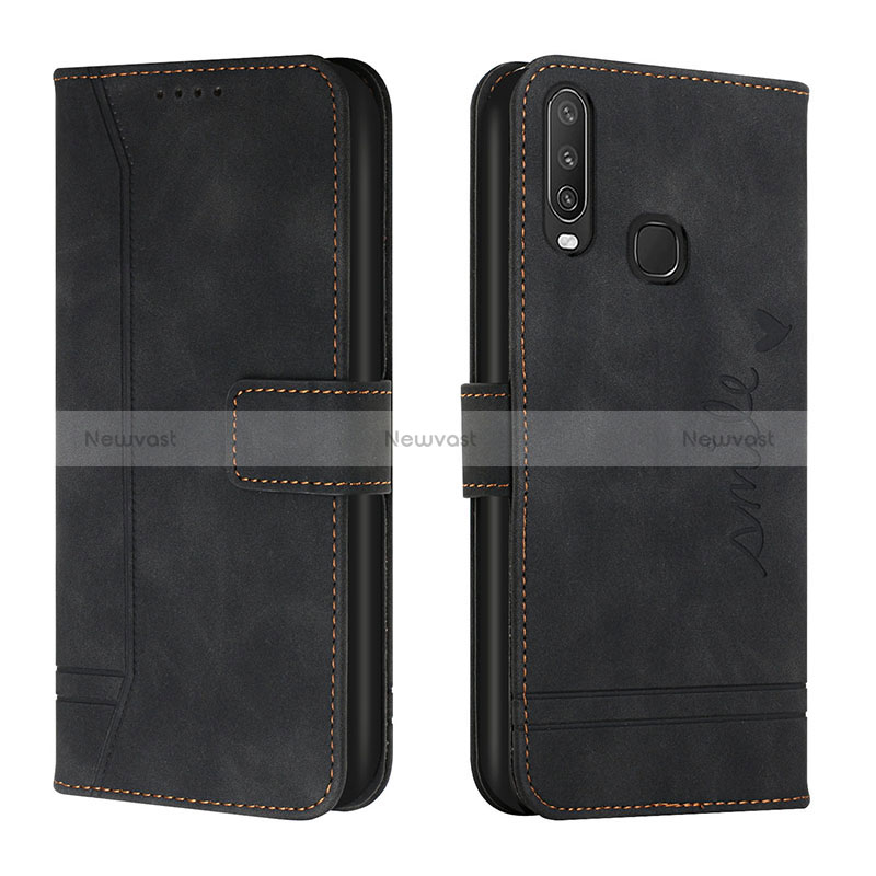 Leather Case Stands Flip Cover Holder H01X for Vivo Y11 Black