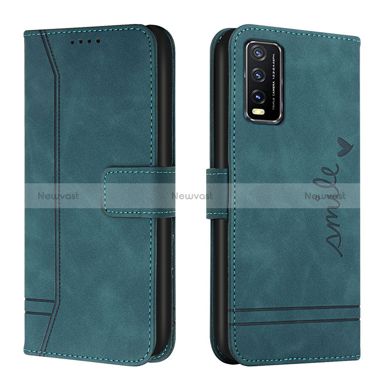 Leather Case Stands Flip Cover Holder H01X for Vivo Y20 (2021)