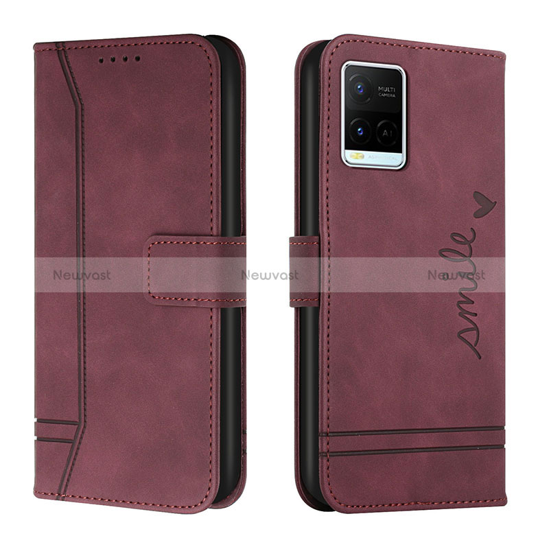 Leather Case Stands Flip Cover Holder H01X for Vivo Y21